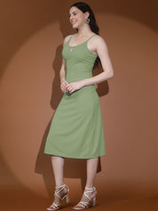 Kotty Shoulder Straps Solid A-Line Midi Dress