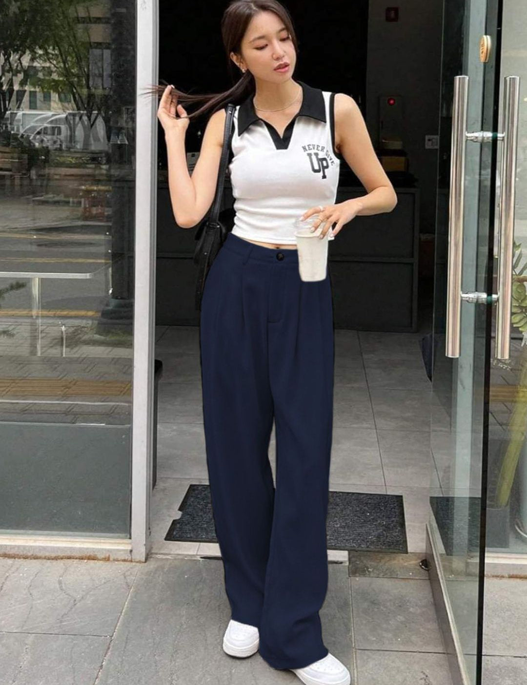 Kotty Women Relaxed Straight Leg High-Rise Pleated Trousers