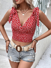 Kotty Floral Print Crepe Bralette Crop Top