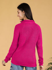 Kotty Women Mock Collar Ribbed Pullover Sweaters