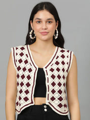 Kotty Women Self Design V-Neck Cotton Top