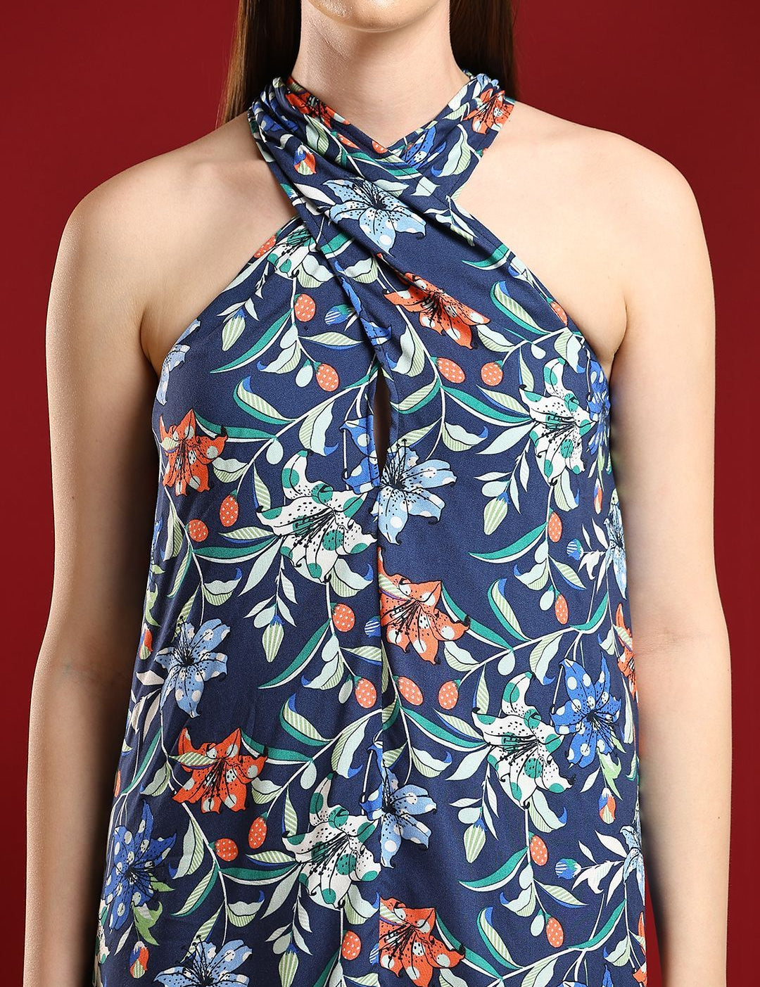 Kotty Print Halter Neck A-Line Dress