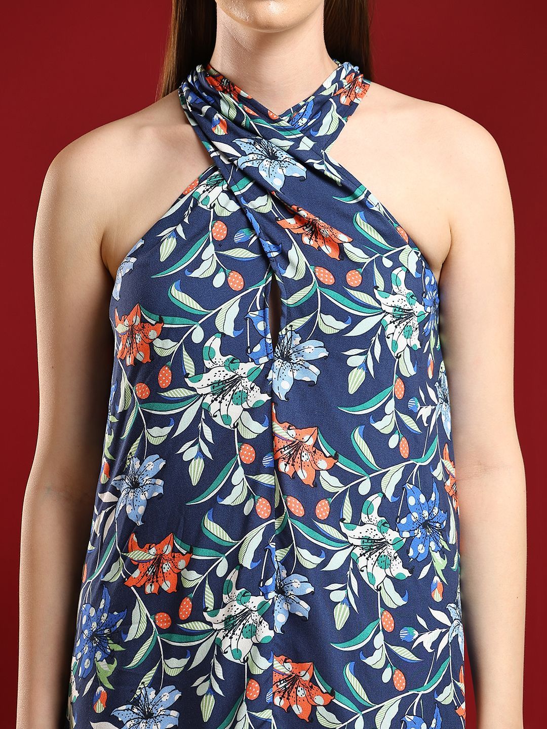 Kotty Print Halter Neck A-Line Dress