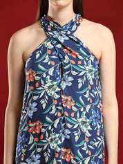 Kotty Print Halter Neck A-Line Dress