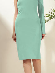 Kotty Women Solid One Shoulder Sheath Dress