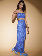  Kotty Floral Printed Strapless Top With Skirt Co-Ords