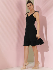 Kotty Shoulder Straps Solid A-Line Dress