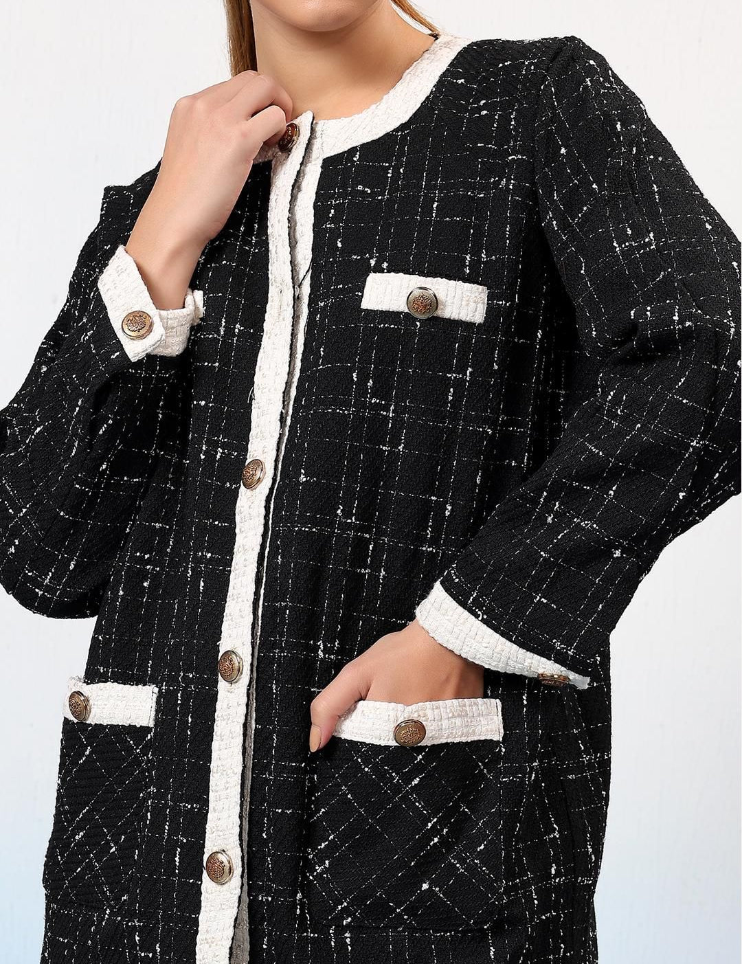 Kotty Women Mandarin Collar Single-Breasted Overcoat