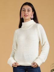 Kotty Women Cable Knit Turtle Neck Pullover Sweater