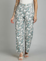Kotty Women Floral Printed Straight Fit High-Rise Trousers