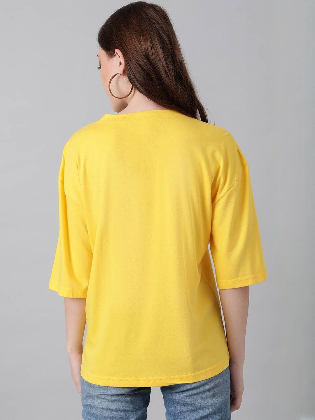 Kotty Women Typography Printed Drop-Shoulder Sleeves T-shirt