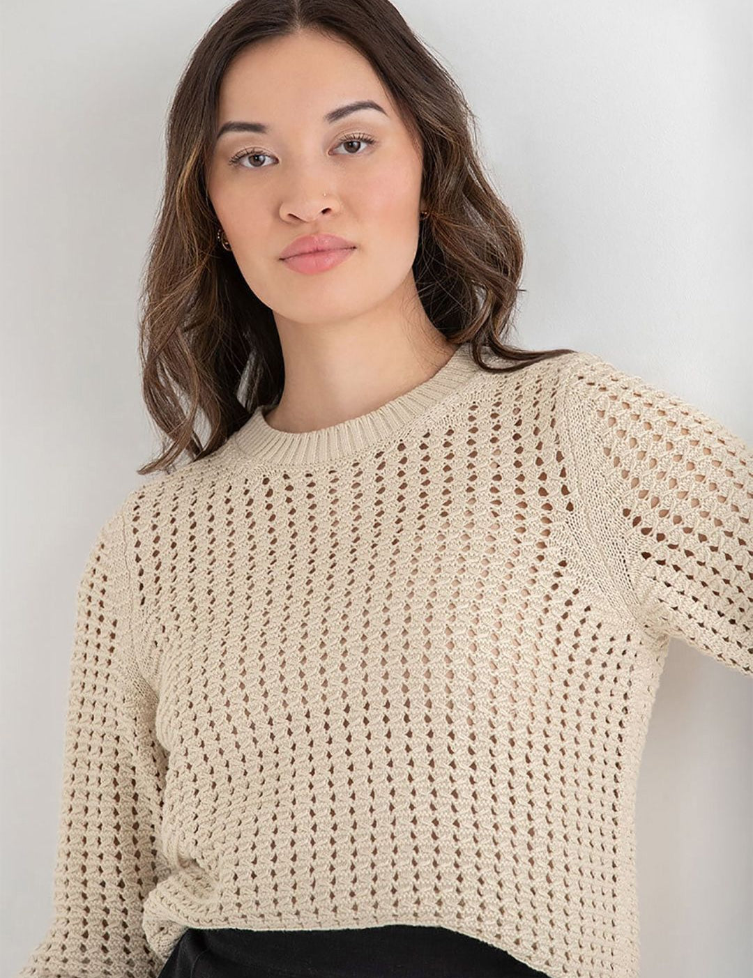 Kotty Women Cotton Round Neck Long Sleeves Pullover Sweaters