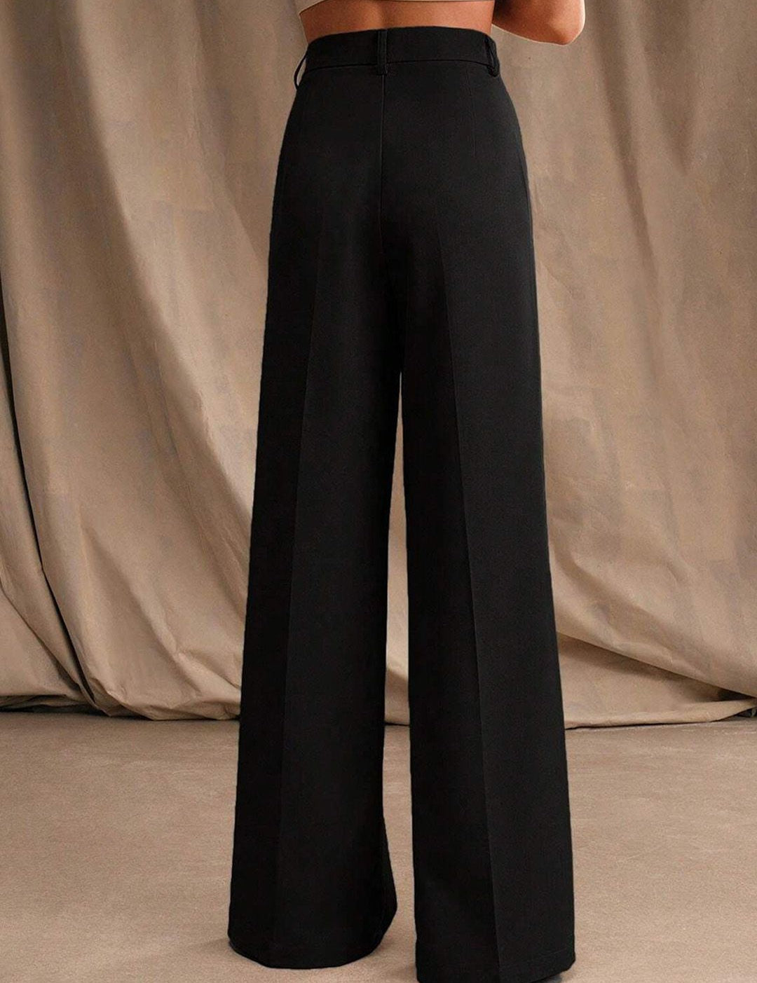 Kotty Women Relaxed Straight Fit High-Rise Pleated Wide Leg Trousers