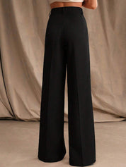 Kotty Women Relaxed Straight Fit High-Rise Pleated Wide Leg Trousers