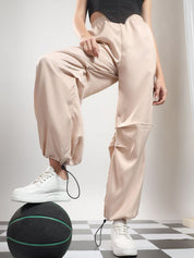 Kotty Women High-Rise Easy Wash Pleated Cargos Trousers