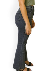 Kotty Women Flared High-Rise Highly Distressed Light Fade Cotton Stretchable Jeans