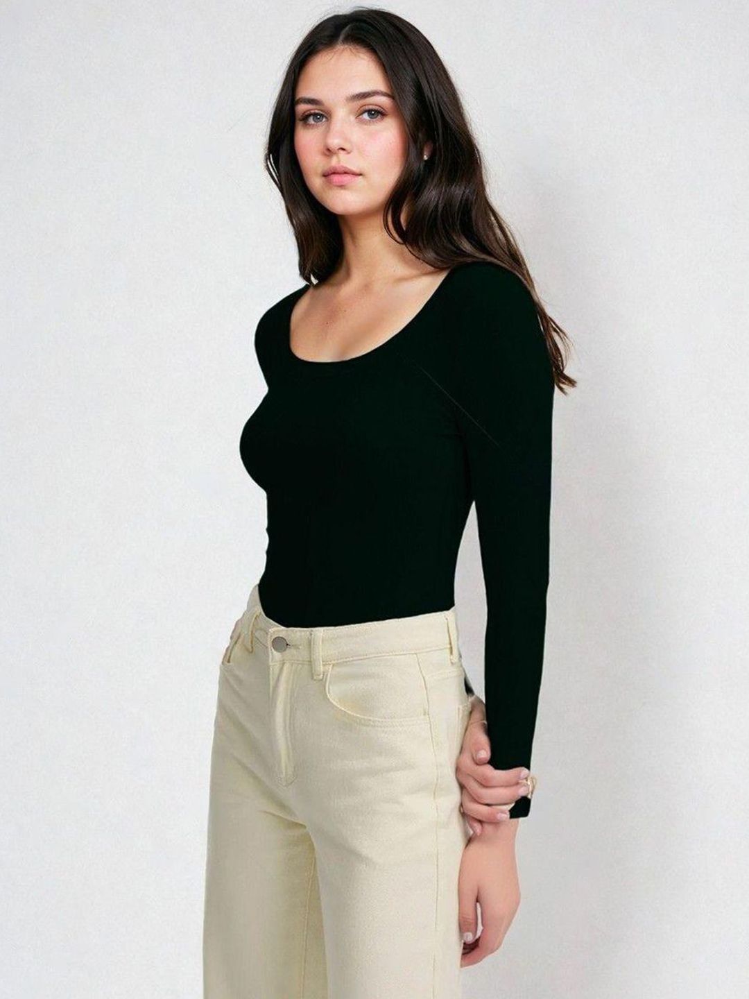 Kotty Black and Mustard Brown Long Sleeves T-Shirt with Trouser