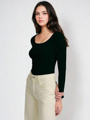 Kotty Black and Mustard Brown Long Sleeves T-Shirt with Trouser