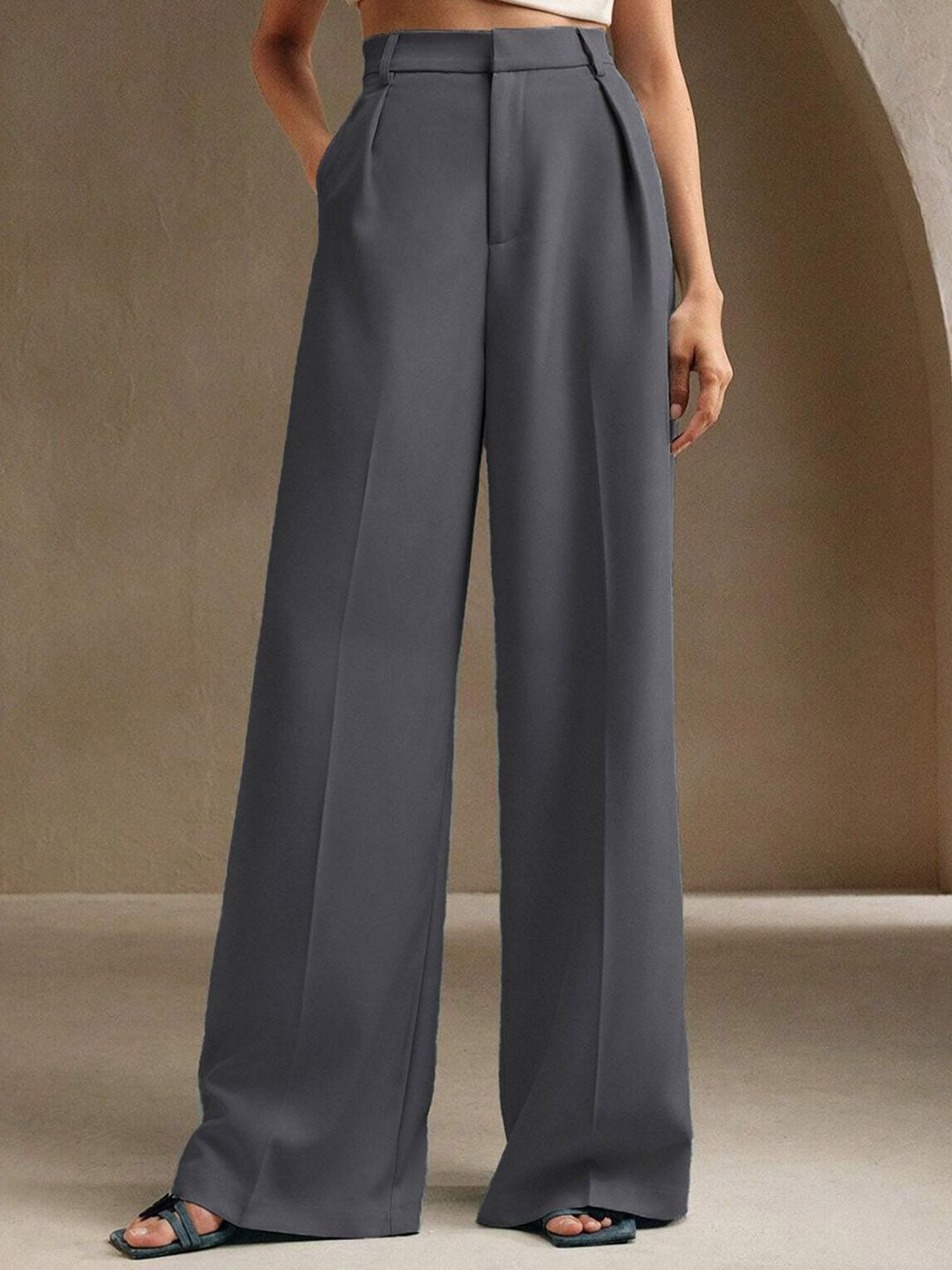 Kotty Women Wide Leg High-Rise Parallel Trousers