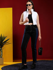 Kotty Women Crop Puffer Jacket with Patchwork