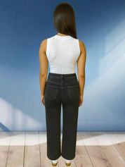 Kotty Women Relaxed Fit High-Rise Mildly Distressed Cotton Stretchable Jeans