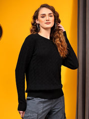 Kotty Women Self Design Cable Knit Pullover Sweaters