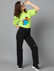 Kotty Women Graphic Printed Round Neck Cotton Oversized T-shirt