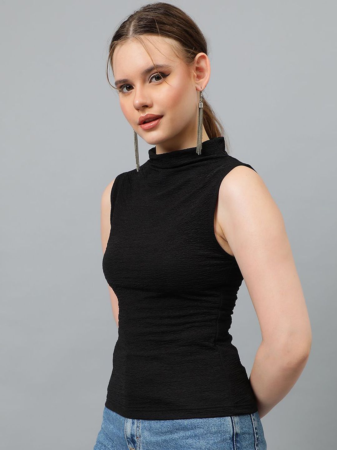 Kotty Women Solid High Neck Top