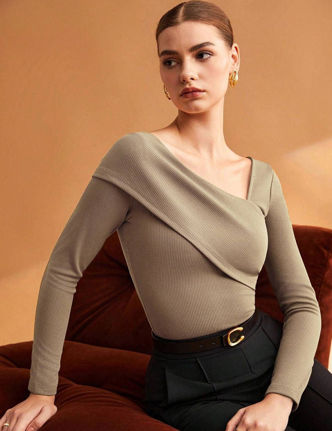 Kotty Women Ribbed Cotton Fitted Top