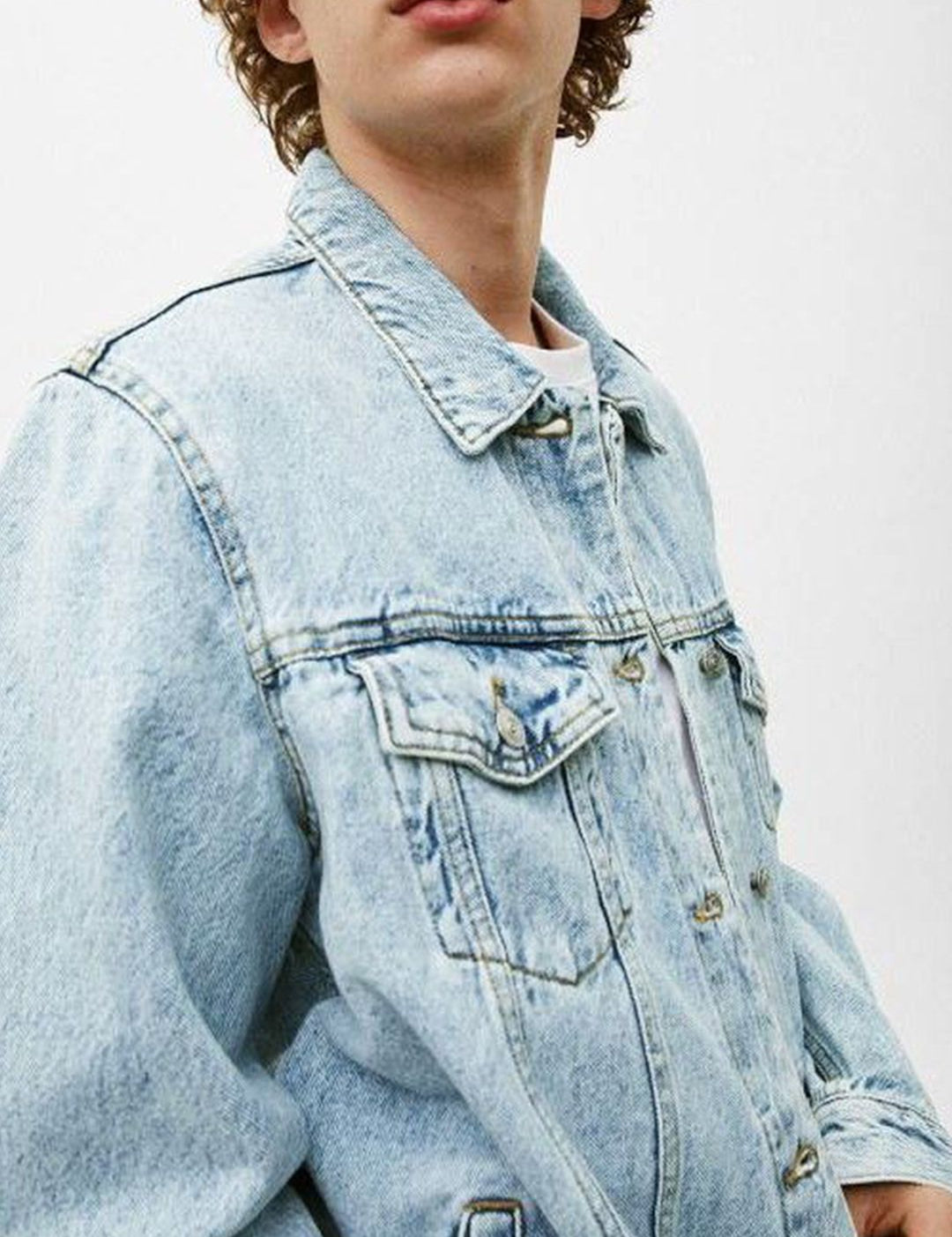 Kotty Men Solid Spread Collar Denim Jacket
