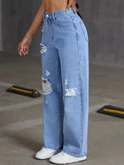 Kotty Women Straight Fit High-Rise Highly Distressed Stretchable Jeans