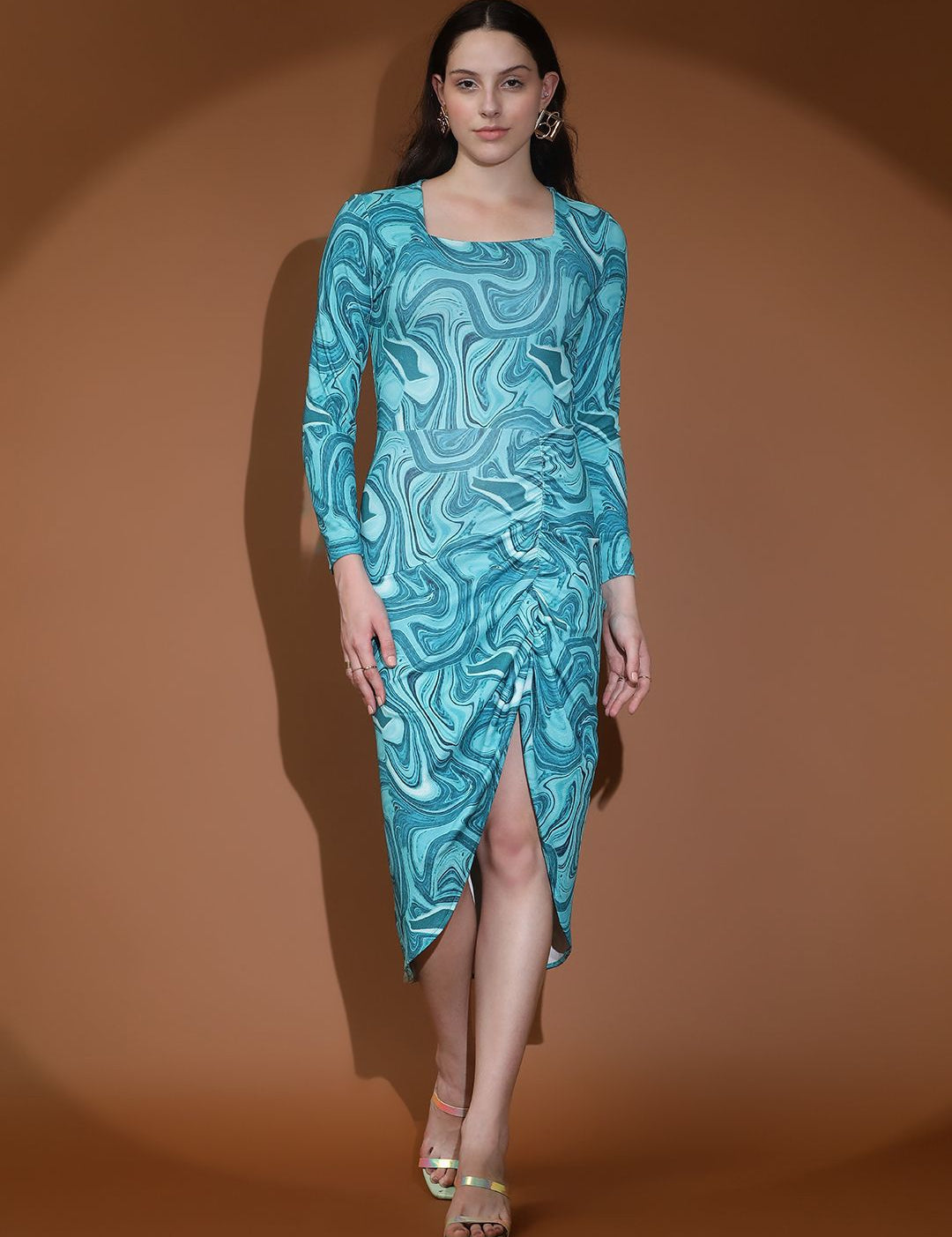 Kotty Abstract Printed Sheath Midi Dress
