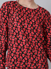 Kotty Women Round Neck Floral Printed Top