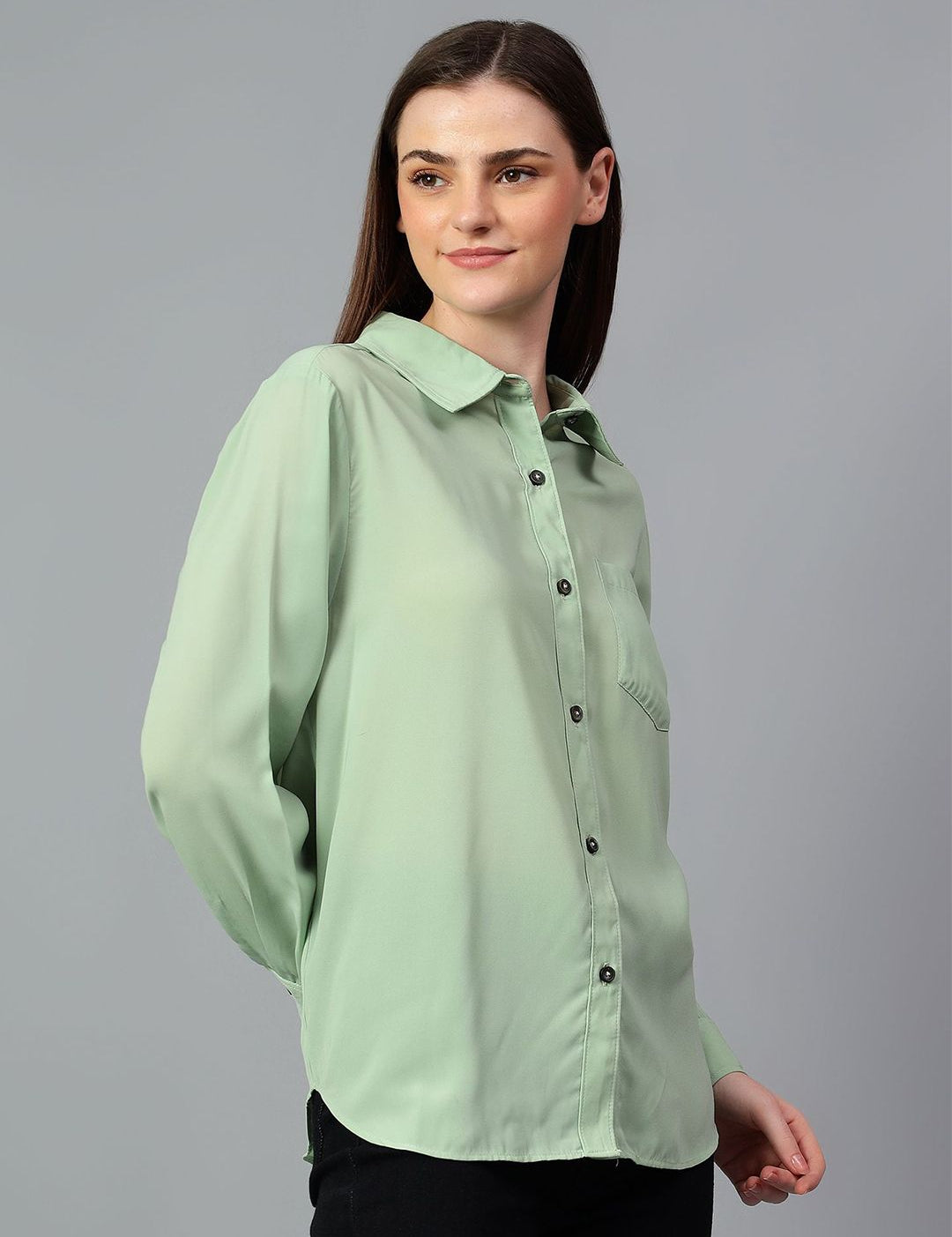 Kotty Women Comfort Spread Collar Solid Oversized Casual Shirt