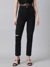 Kotty Women Slim Fit High-Rise Slash Knee Stretchable Jeans