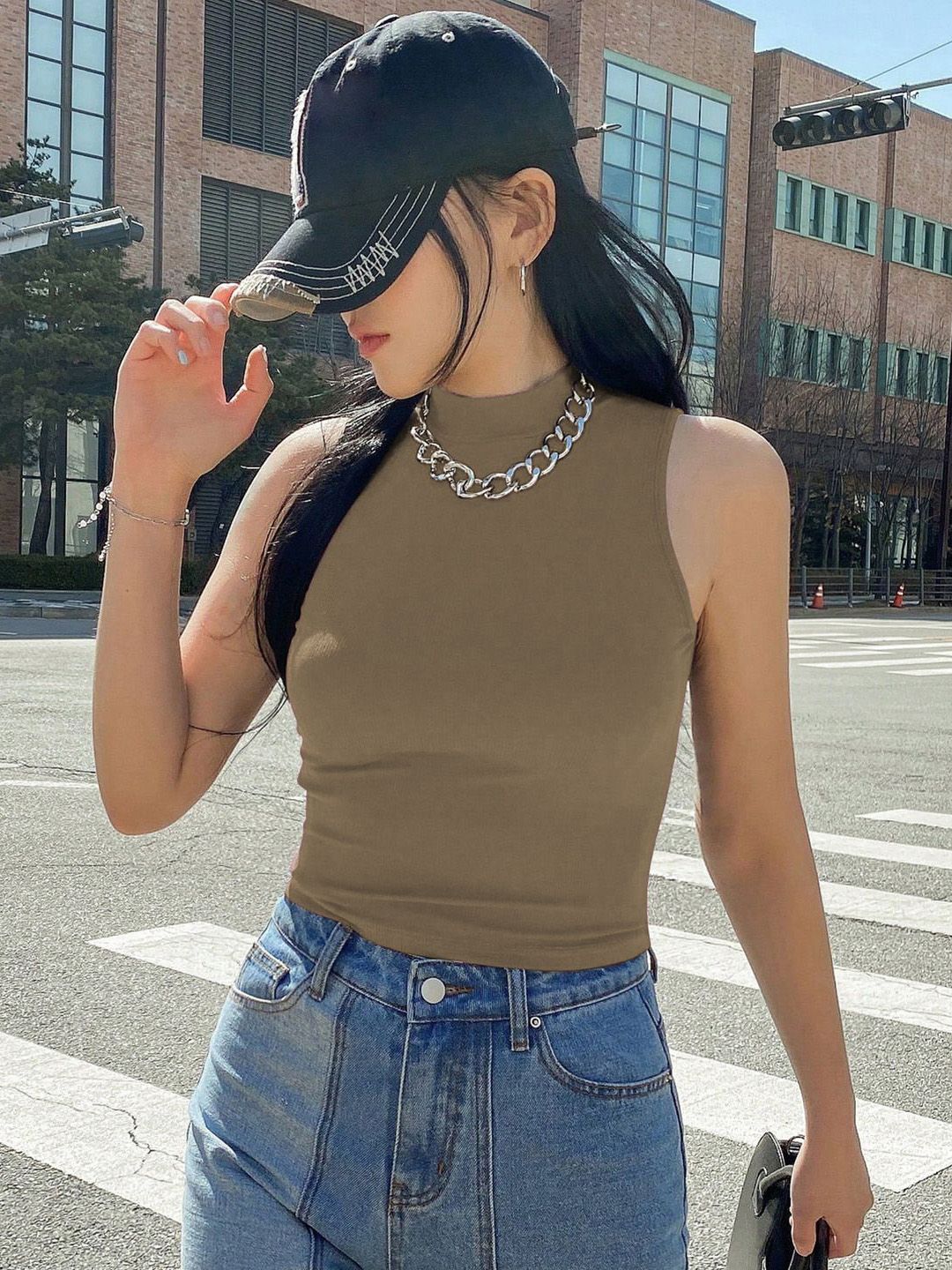 Kotty Women Solid High Neck Top