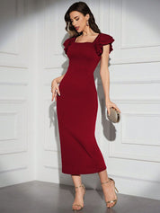 Kotty Flutter Sleeve Bodycon Maxi Dress