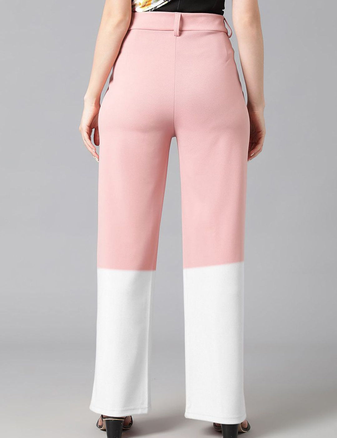 Kotty Women Colourblocked Straight Fit High-Rise Trousers