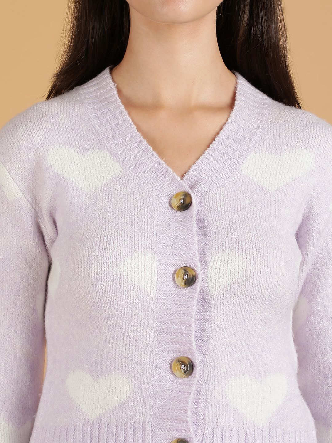 Kotty Women Printed V-Neck Long Sleeves Cardigan