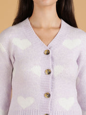 Kotty Women Printed V-Neck Long Sleeves Cardigan