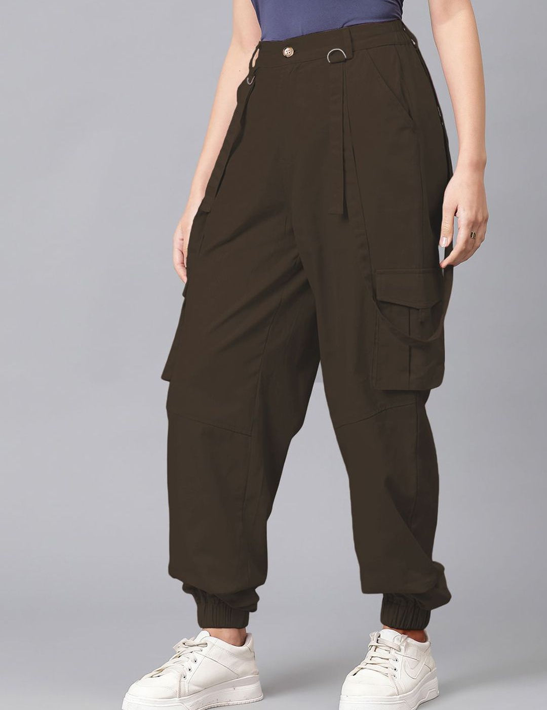 Kotty Women Relaxed High-Rise Easy Wash Cargos Trousers