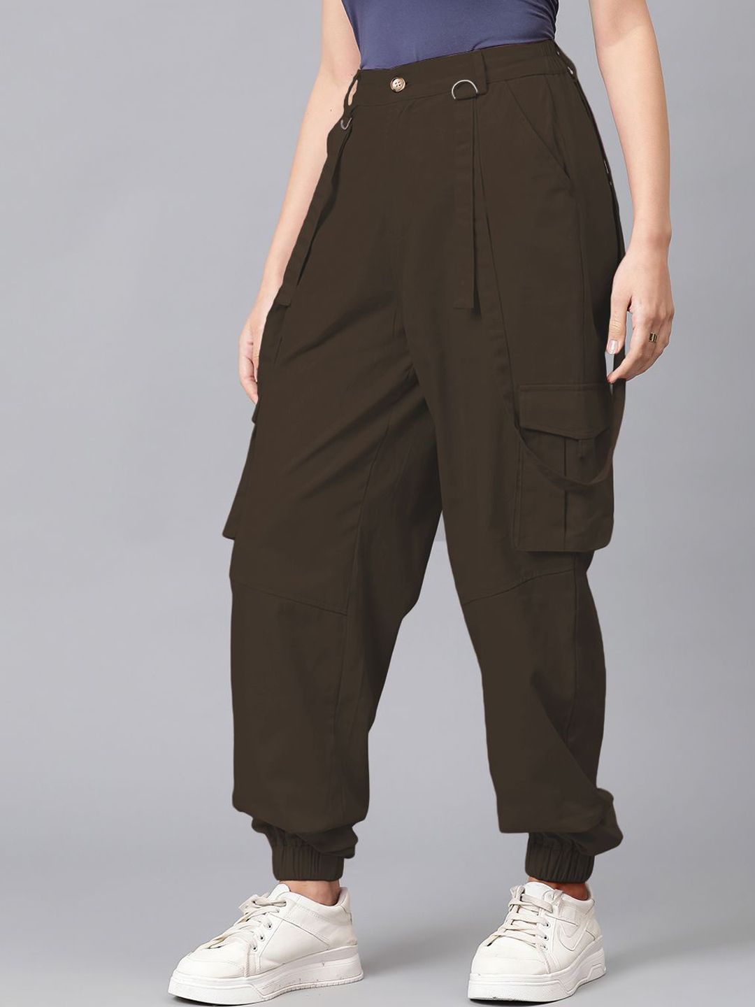 Kotty Women Relaxed High-Rise Easy Wash Cargos Trousers