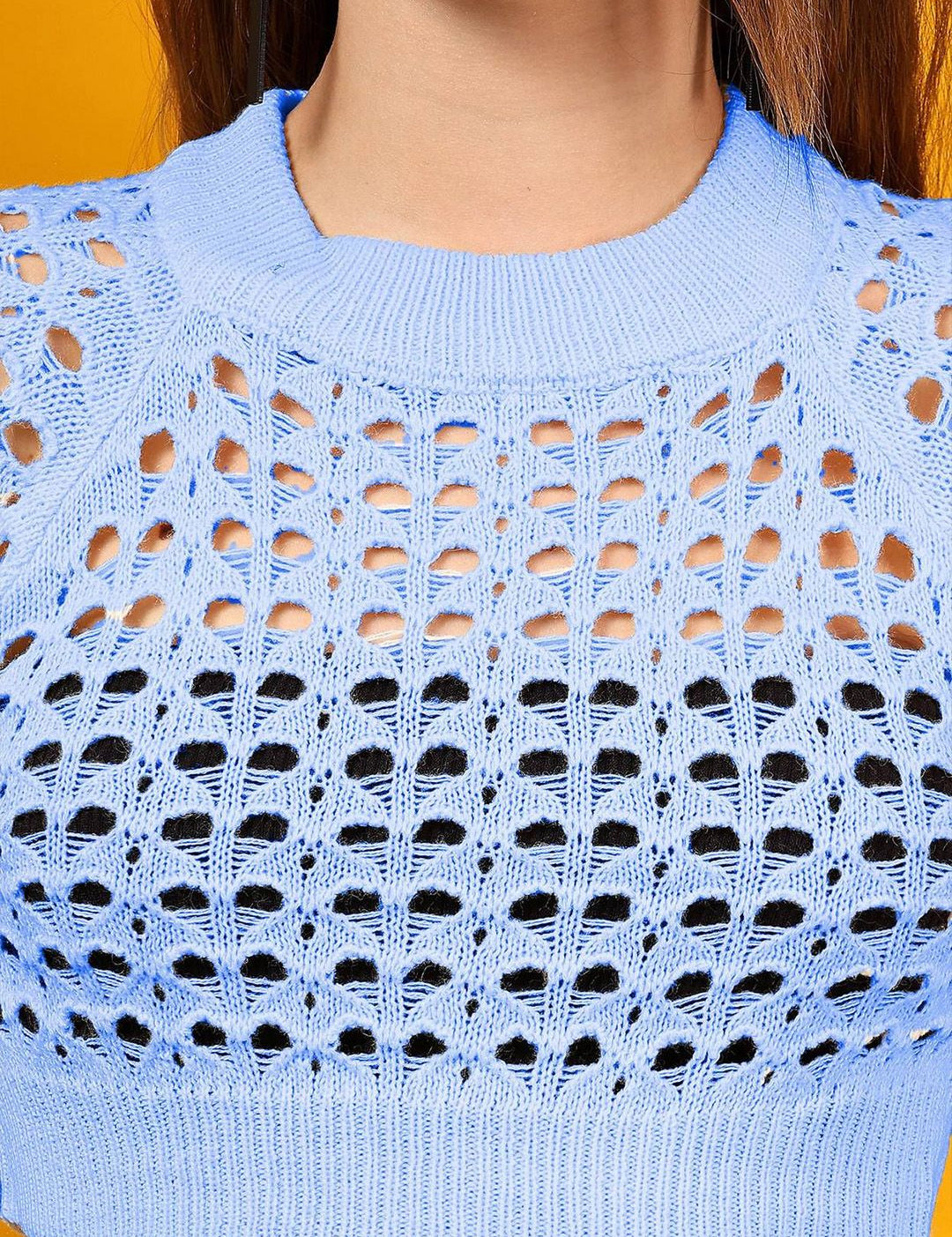 Kotty Cotton Open-Knit Cropped Sweater