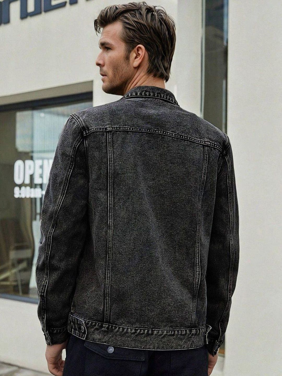 Kotty Men Solid Denim Jacket
