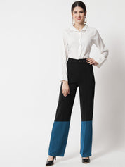 Kotty Women Colourblocked High-Rise Easy Wash Trousers