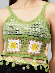 Kotty Women Self Design Scoop Neck Cotton Top