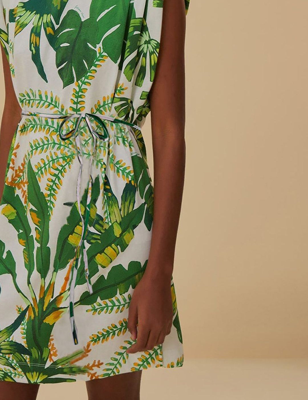 Kotty Tropical Print Crepe A-Line Mini Dress