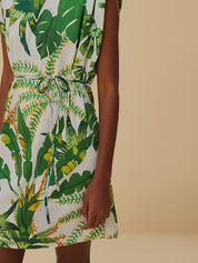 Kotty Tropical Print Crepe A-Line Mini Dress