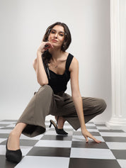 Kotty Women Original Wide Leg High-Rise Pleated Korean Pants Trousers