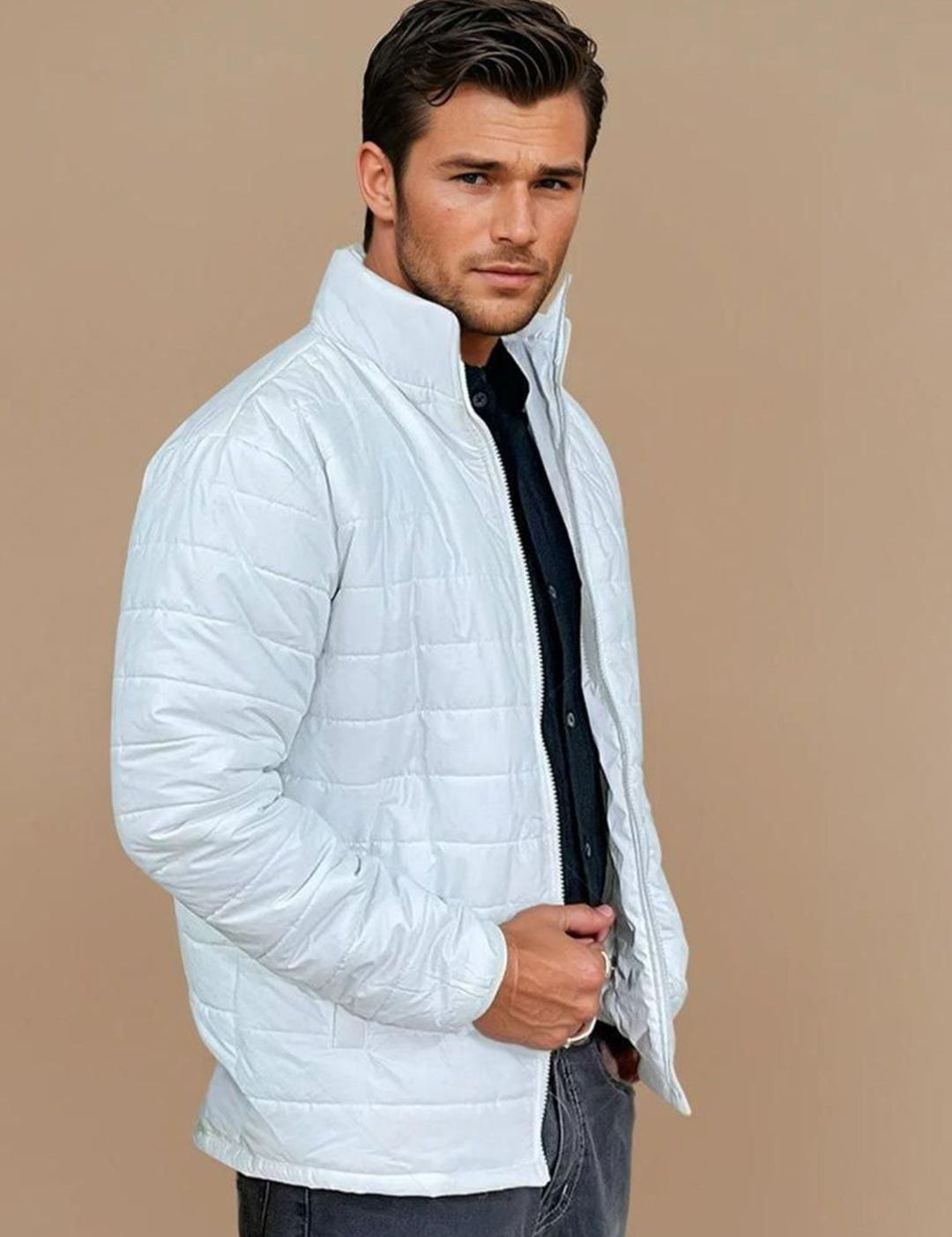 Kotty Men Self Design Mock Collar Puffer Jacket